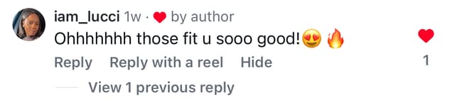 Instagram comment asking for a link to the outfit